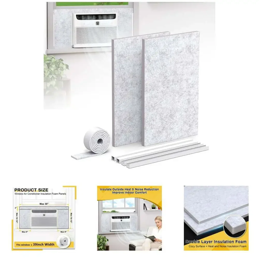 Window Air Conditioner Side Insulation Foam Panels with Felt Layer 9X16.5 Inches